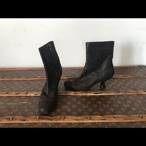 Prada brown pebbled leather bootie